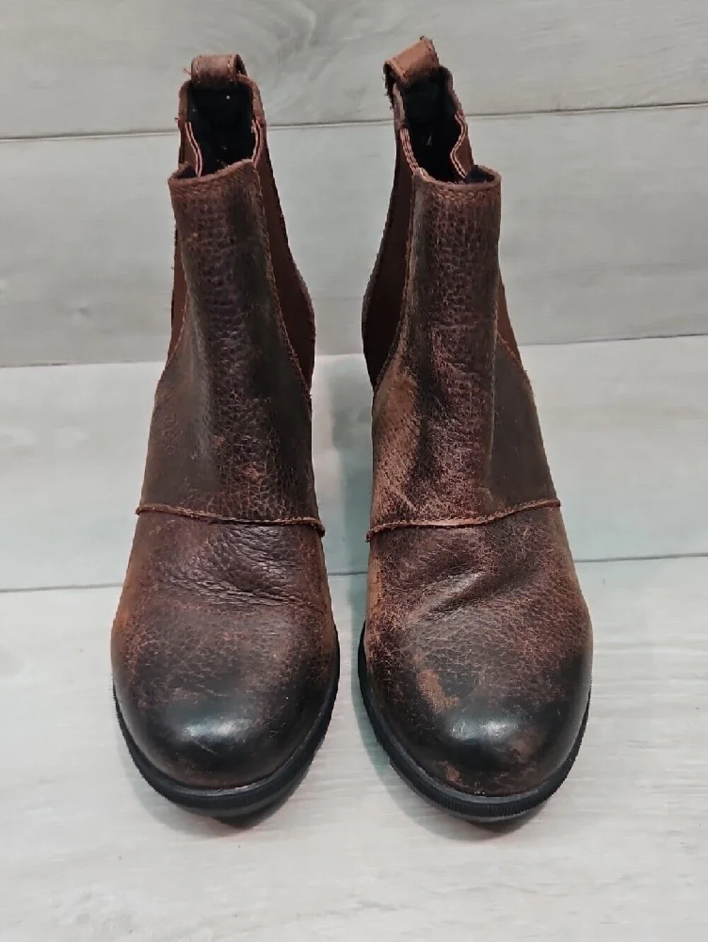 Sorel Brown Leather Chelsea Wedge Ankle Boots